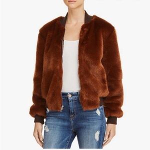 Elizabeth and James Faux Fur Bomber Jacket